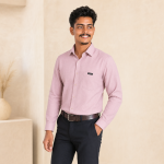 JURRICK Men’s Light Pink Textured Tailor-Fit Formal Shirt